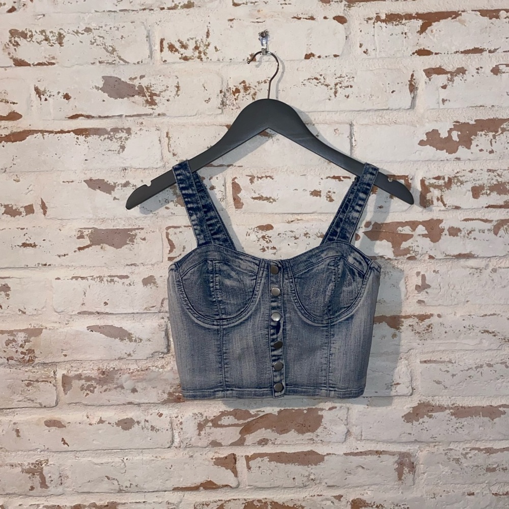 Jean/ denim crop top spaghetti strap top